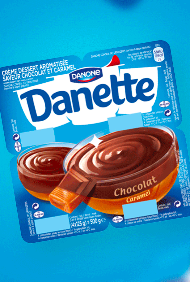 Packaging Danette saveur chocolat caramel