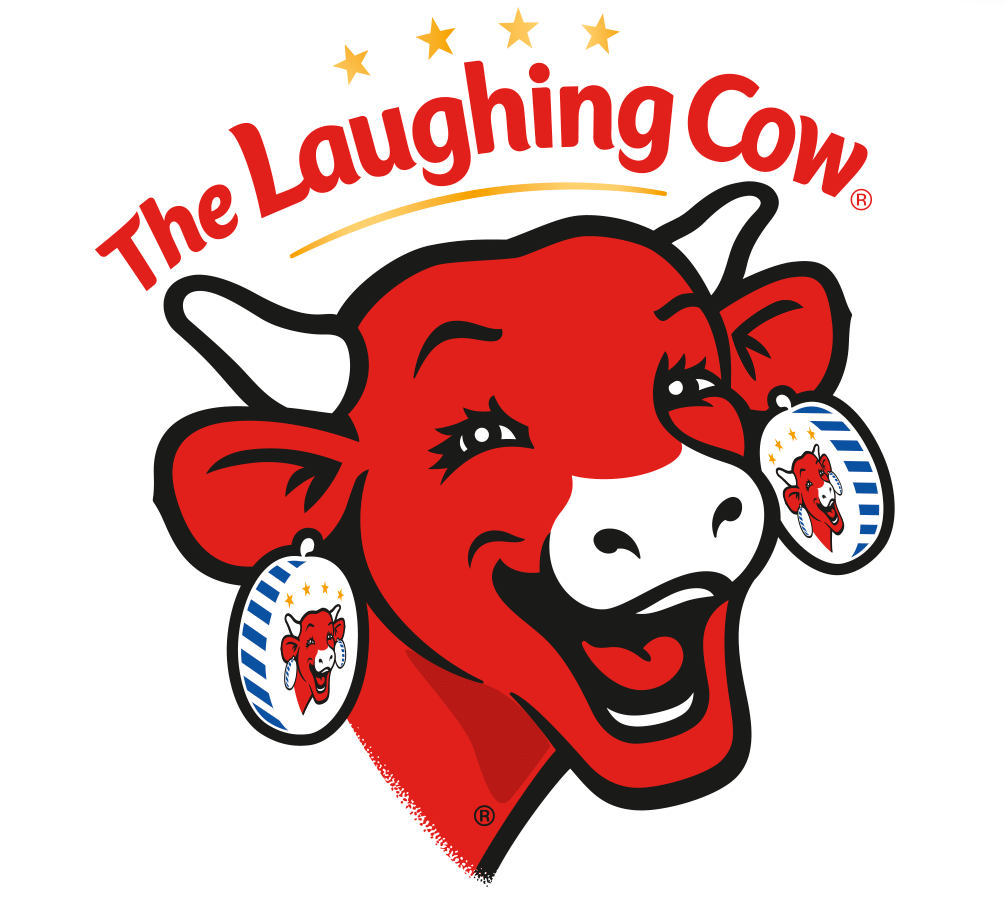 New The Laughing Cow logo: redrawn red cow head, free from its triangle
