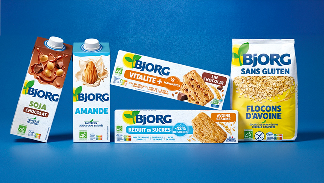 New Bjorg range: soy chocolate and almond drinks, Vitalité+ and reduced-sugar biscuits, gluten-free oat flakes