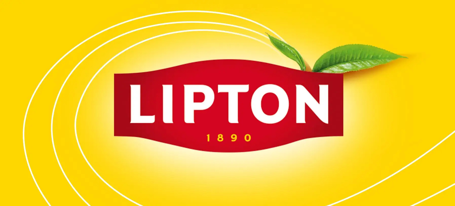 Lipton logo on yellow with white Aroma Waves