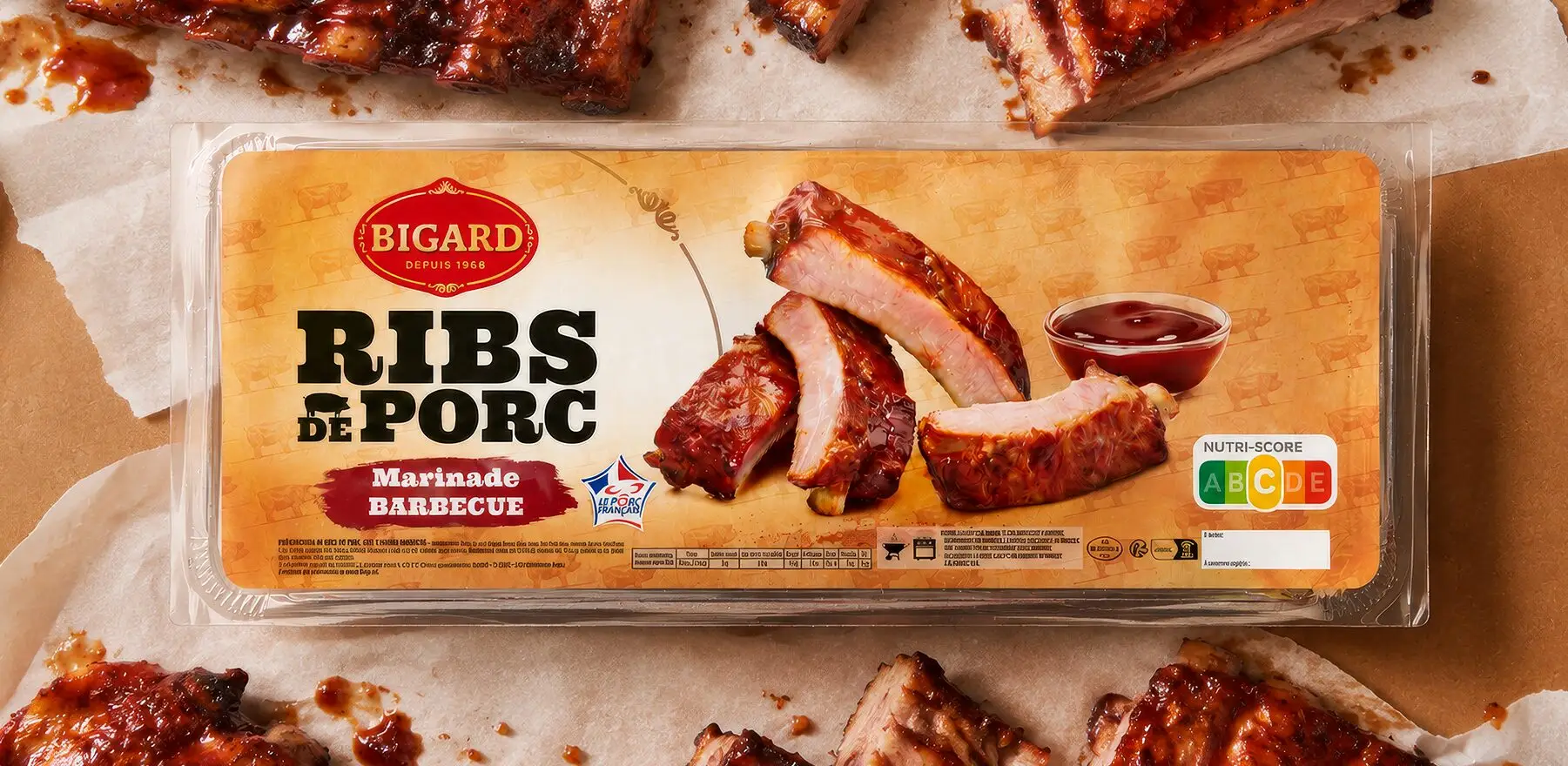 Bigard barbecue-marinated pork ribs tray