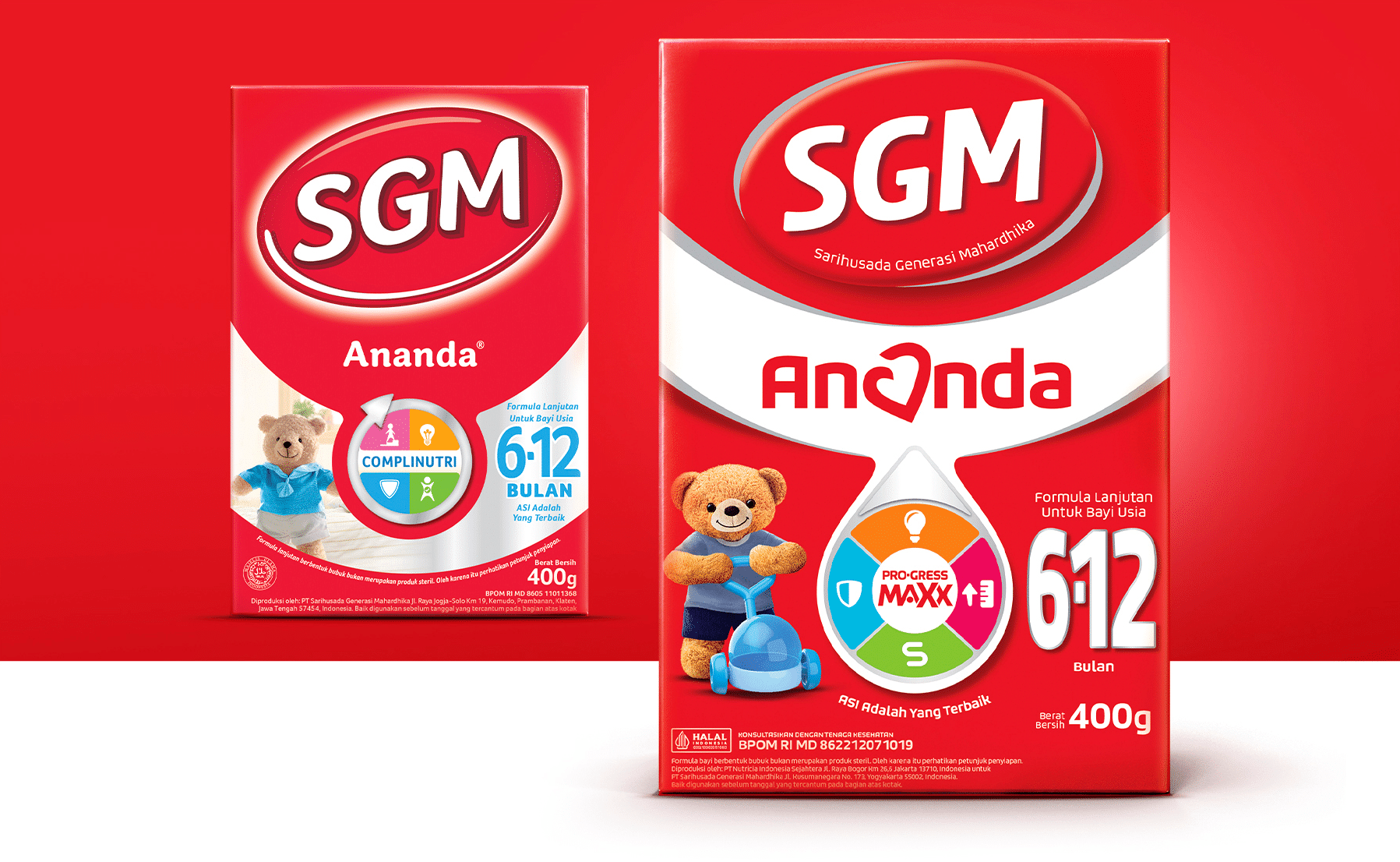 Before/after of the SGM Ananda 6-12 months box with the Pro-Gress Maxx emblem