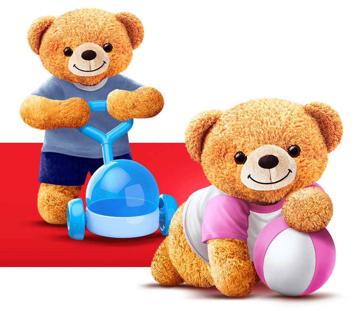 Two teddy bears, the SGM Ananda mascots