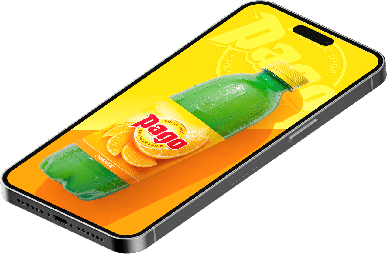 Smartphone showing a Pago Orange bottle
